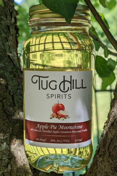 Apple Pie Moonshine - Tug Hill Estates mason jar outside apple moonshine