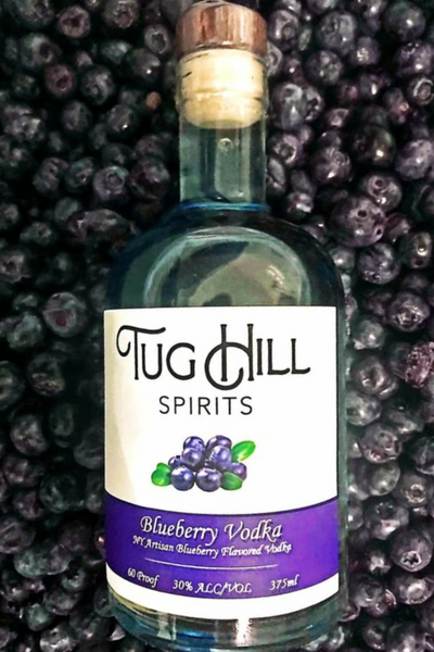 Blueberry Vodka - Tug Hill Estates blueberries vodka liquor bottle